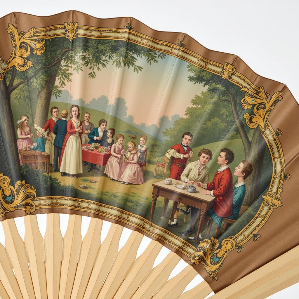 18th-century fan with painted scene