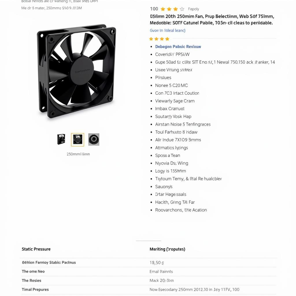 250mm Fan Technical Specifications