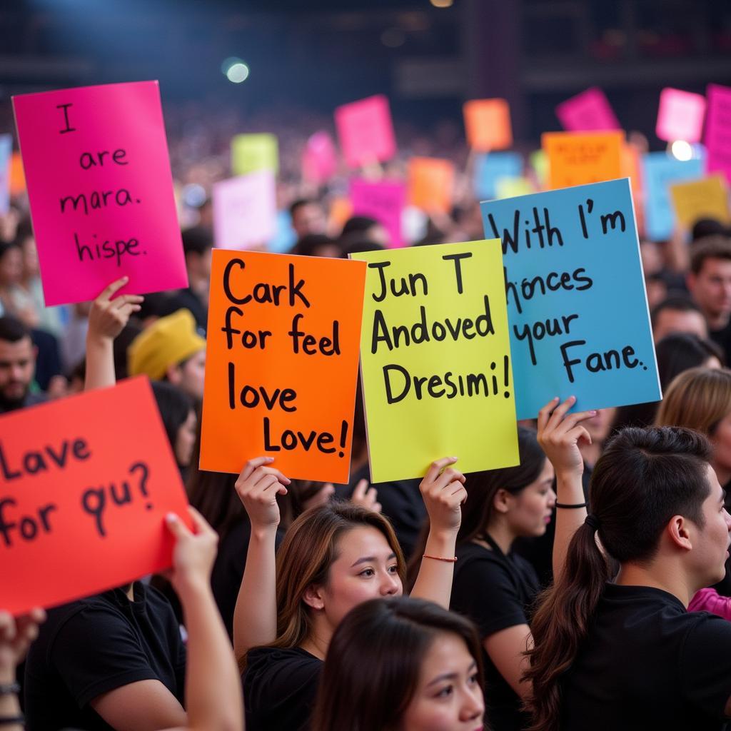 2PM fans holding signs at a fan meeting