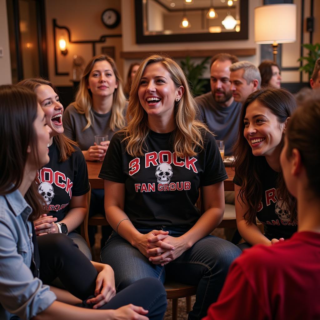 Fans gathering for a 3 rock fan club meeting