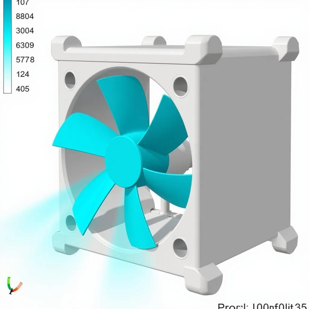 Example of a 120x120x25 fan 3D model in a product design scenario