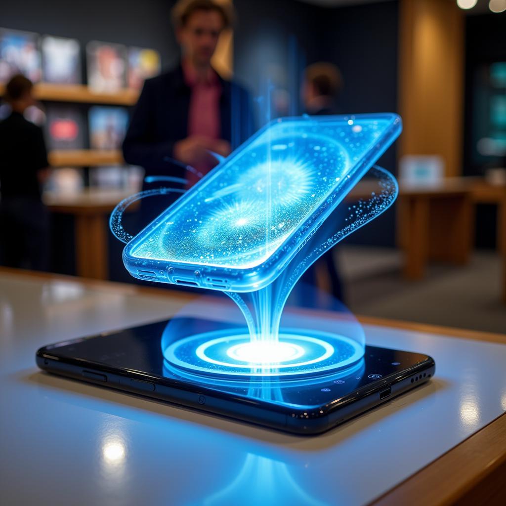 A 3D hologram fan display showcasing a vibrant and dynamic animation of a product.