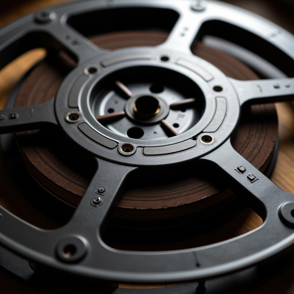 Close-up of a 70mm film reel