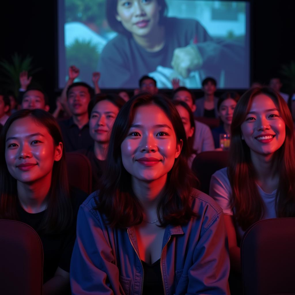 Vietnamese fans gathering for a film screening