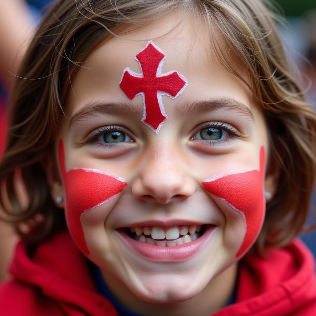 A young Crusaders fan with face paint