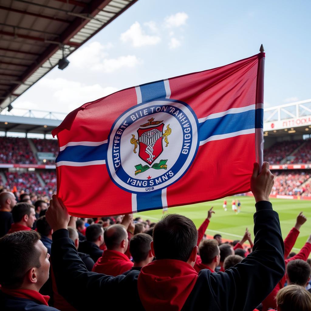 Aberdeen flag waving in Pittodrie Stadium