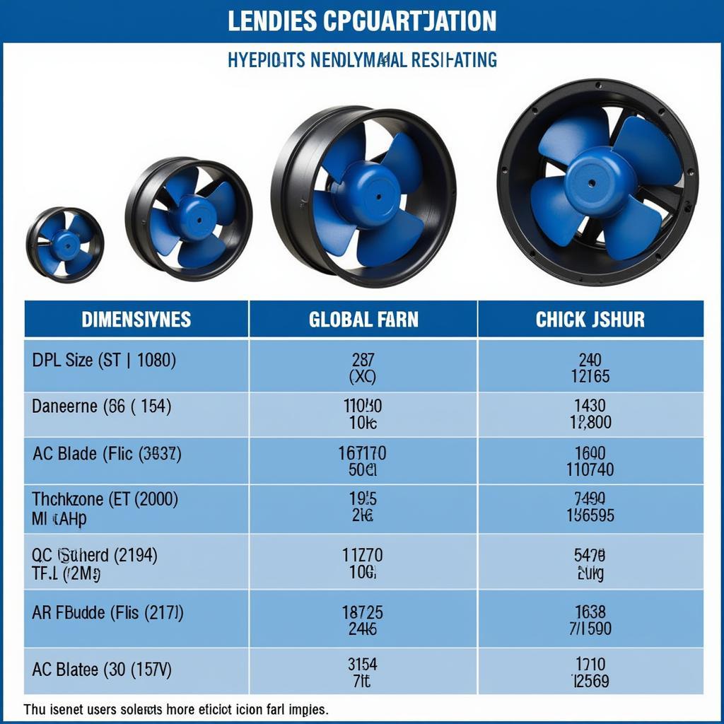 AC Axial Fan HyBlade Size Comparison Chart