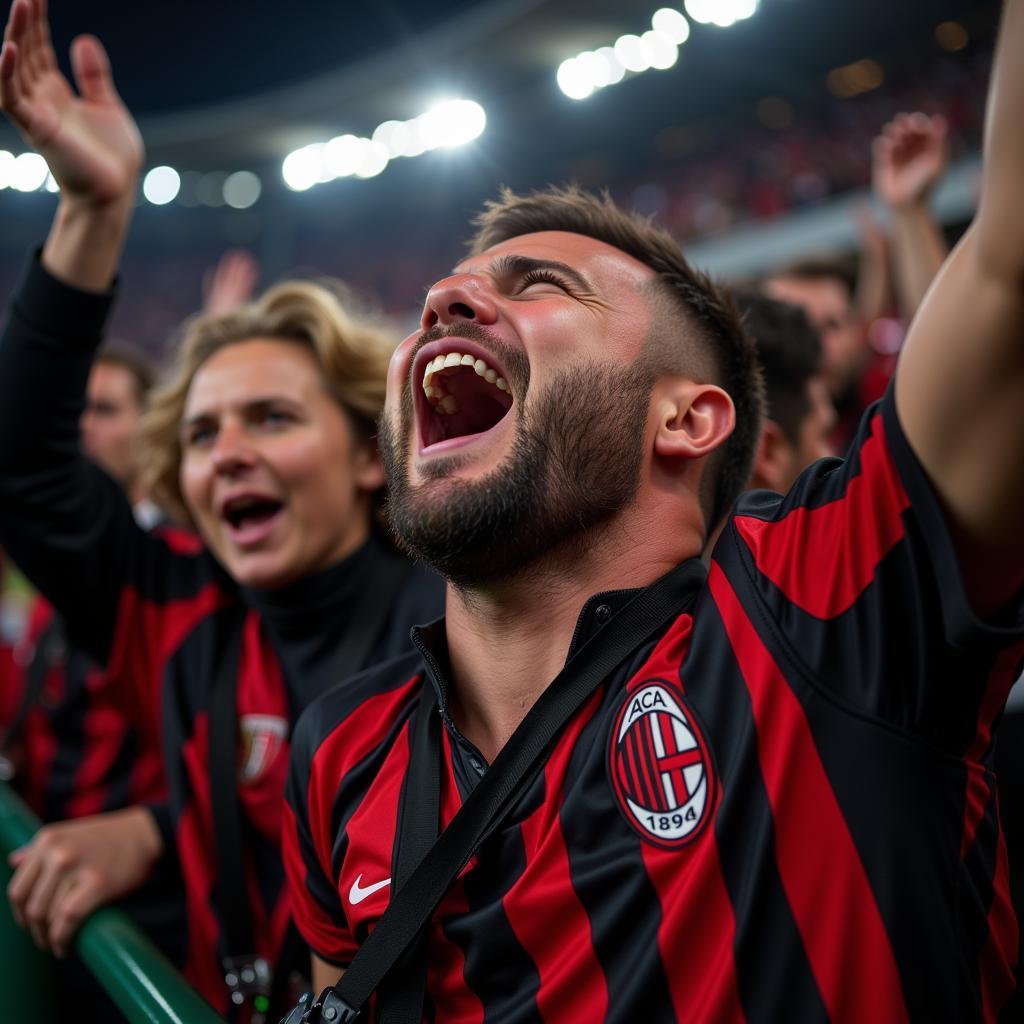 AC Milan fans celebrating a goal