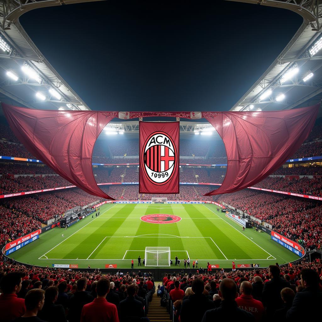 AC Milan fans creating a stunning tifo display