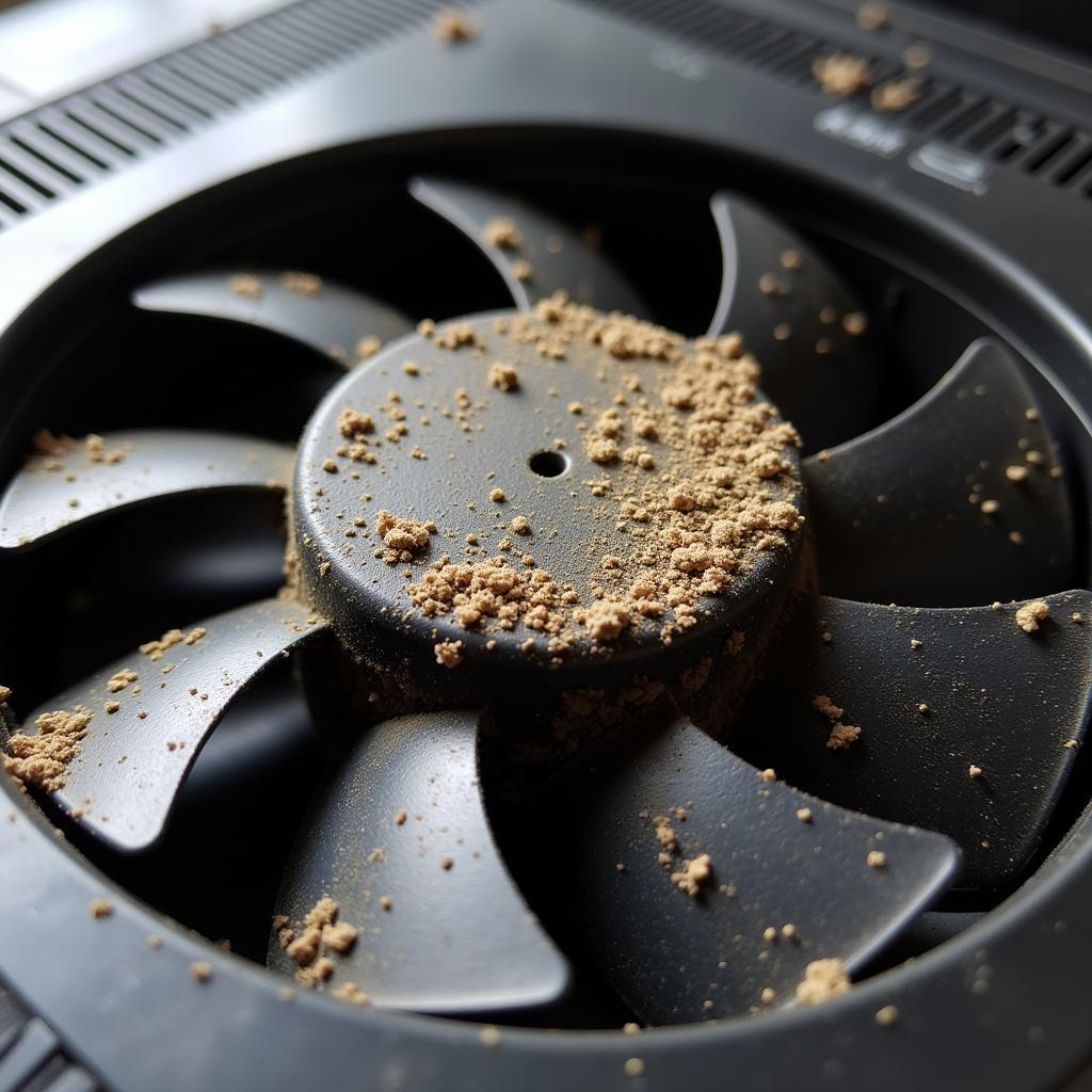 Close-up of dust accumulated on an Acer A515 heatsink