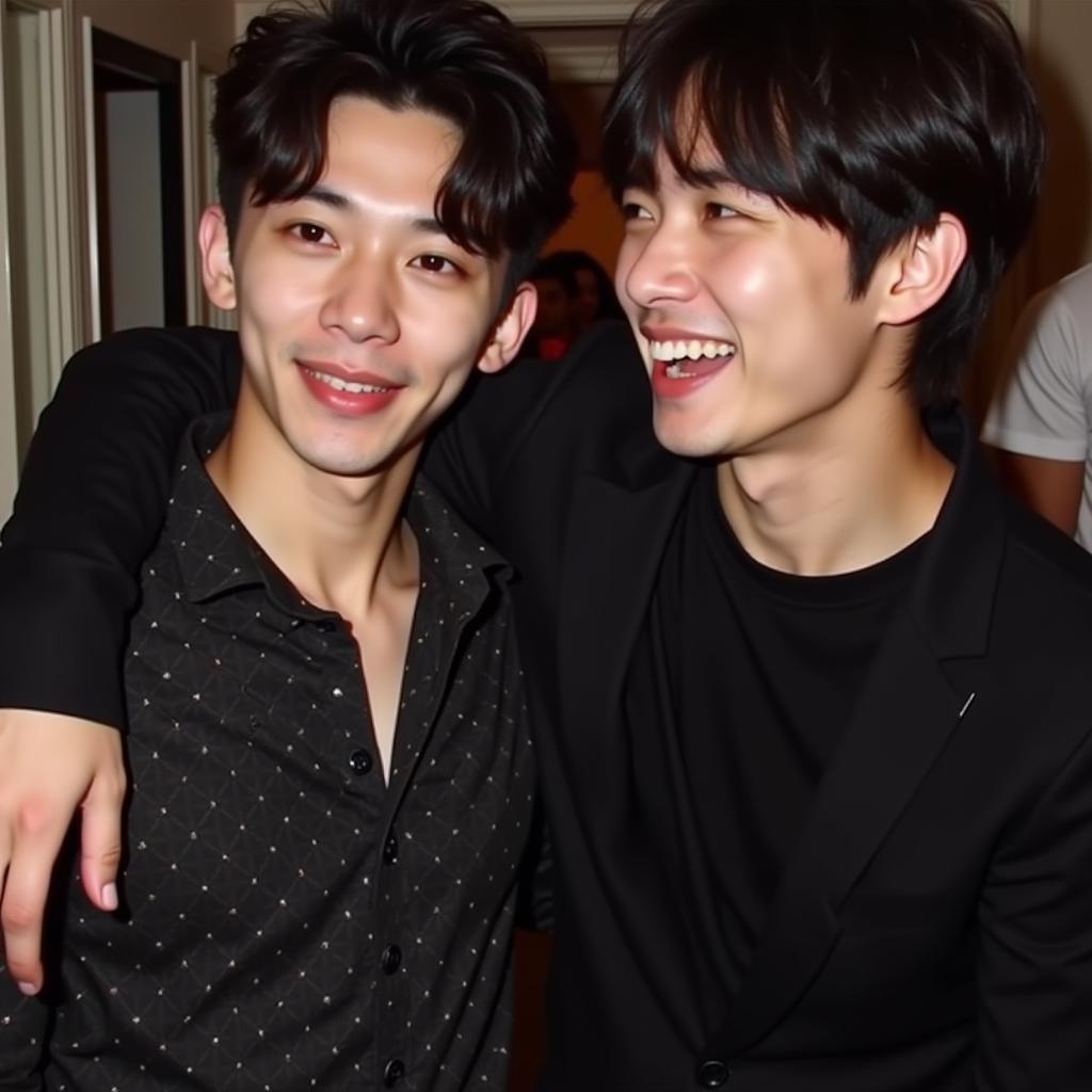 Aebum and Jinyoung sharing a laugh