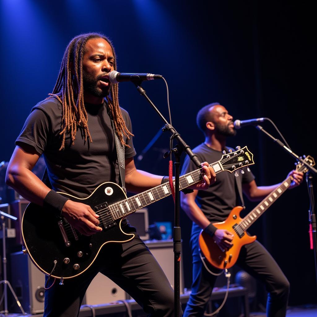 African metal band performing live