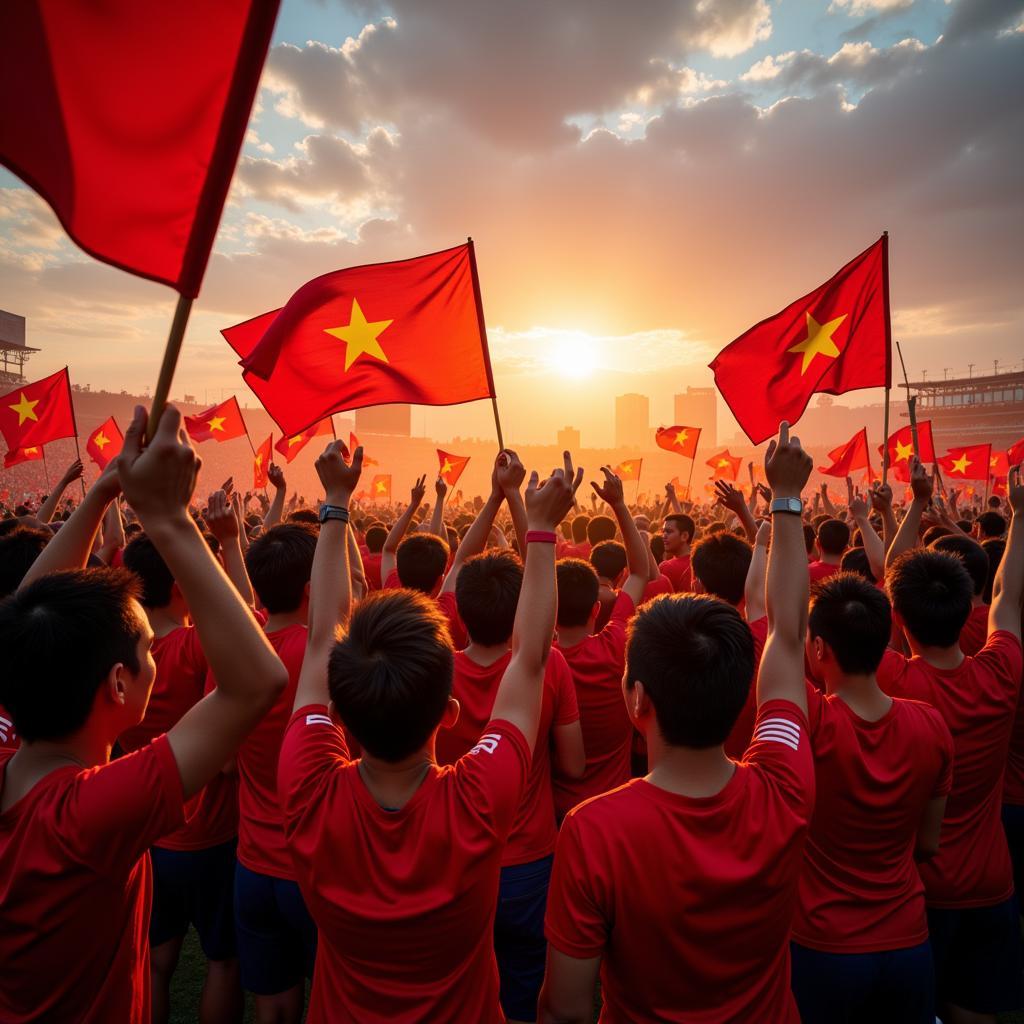 Vietnamese football fans gathering