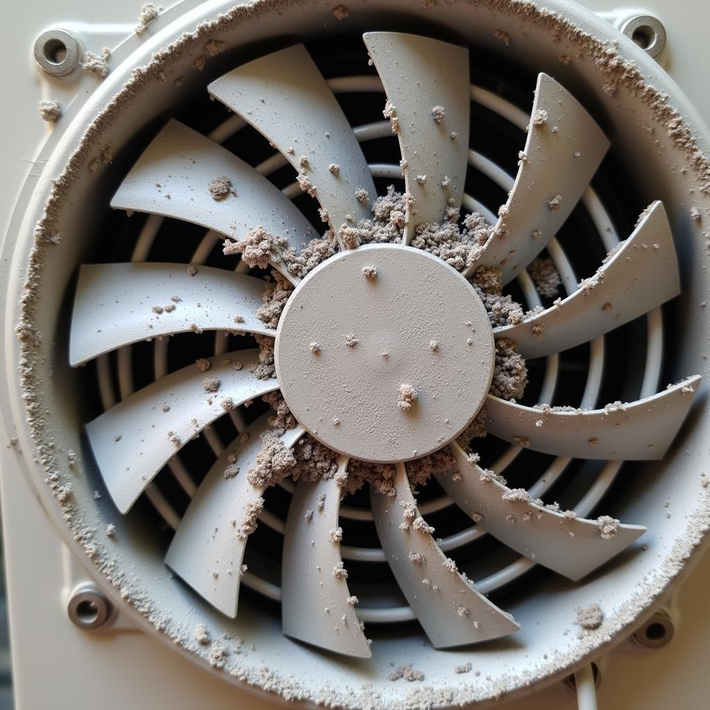 Dust Buildup on Air Conditioner Fan Cover