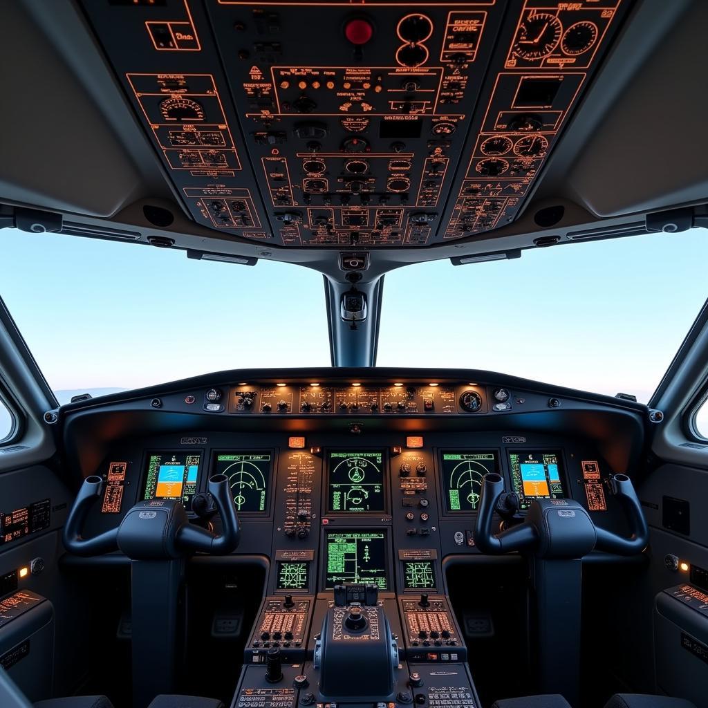 Modern Airplane Cockpit Dashboard