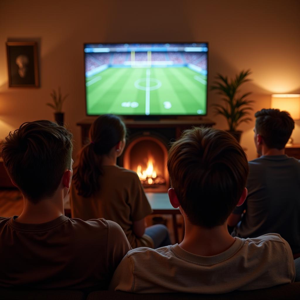 Group of Friends Watching Football with AirPods