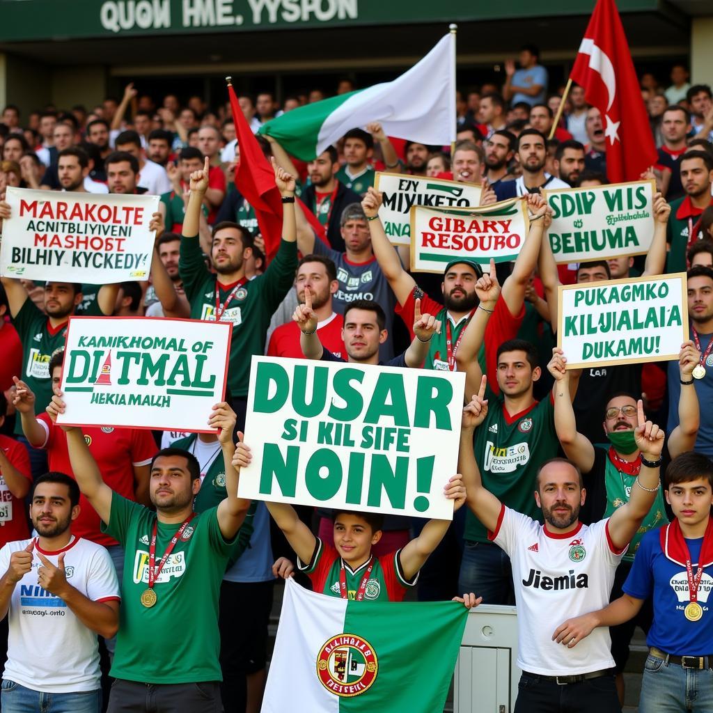 Akhisar Belediyespor Fans Displaying DIY Fan-Made Banners