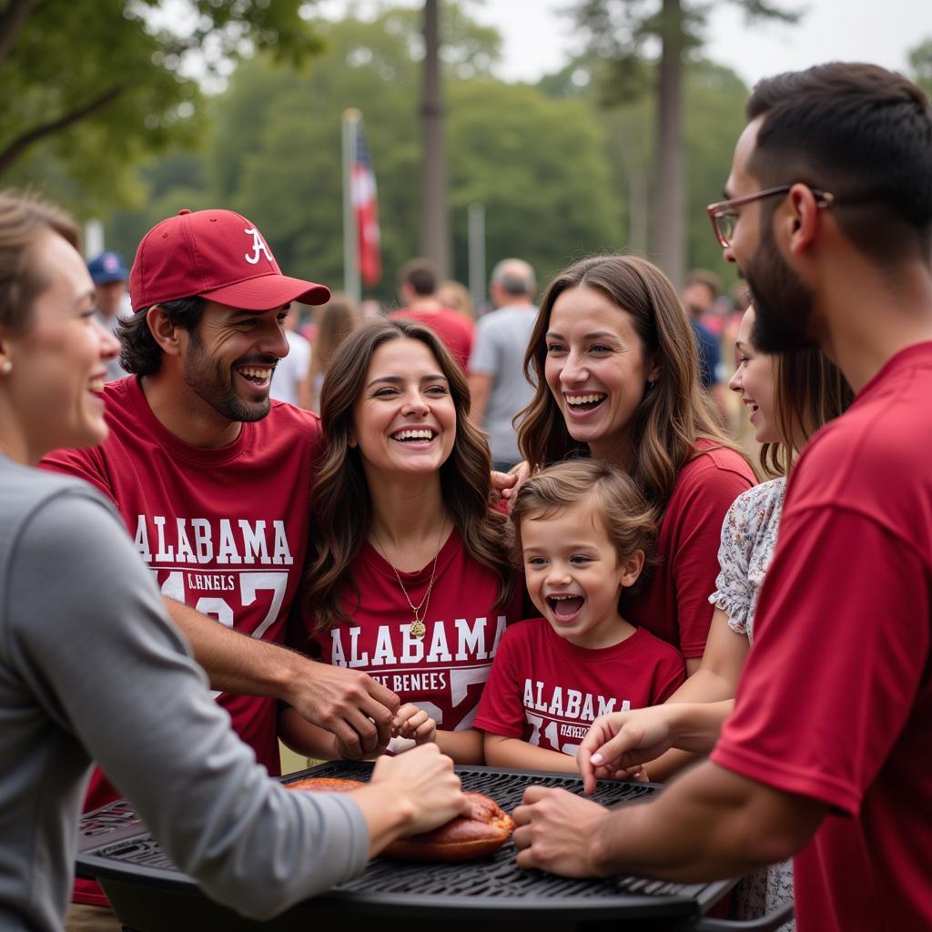 Alabama Crimson Tide family tailgating before a game