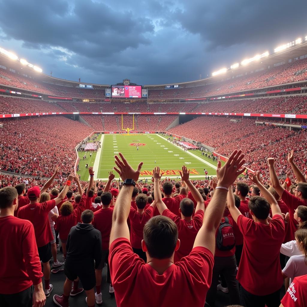 Alabama Crimson Tide fans cheering in Bryant-Denny Stadium