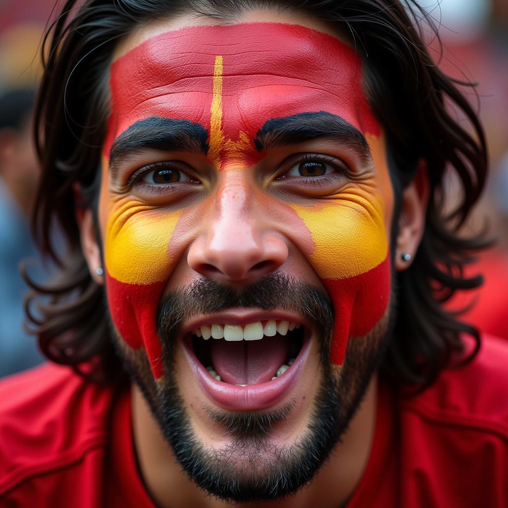 Close-up of a Football Fan with Painted Face