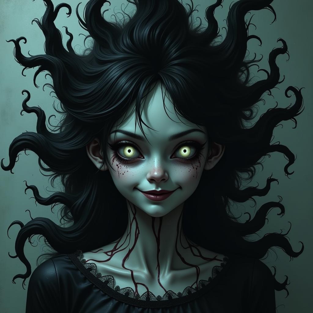 Alice Angel transforming into an ink monster fan art