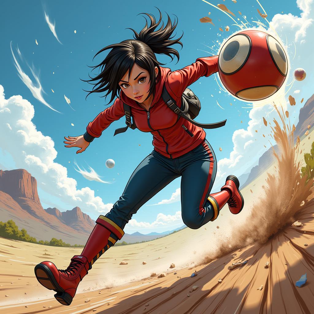 Alita in a Thrilling Motorball Match Fan Art