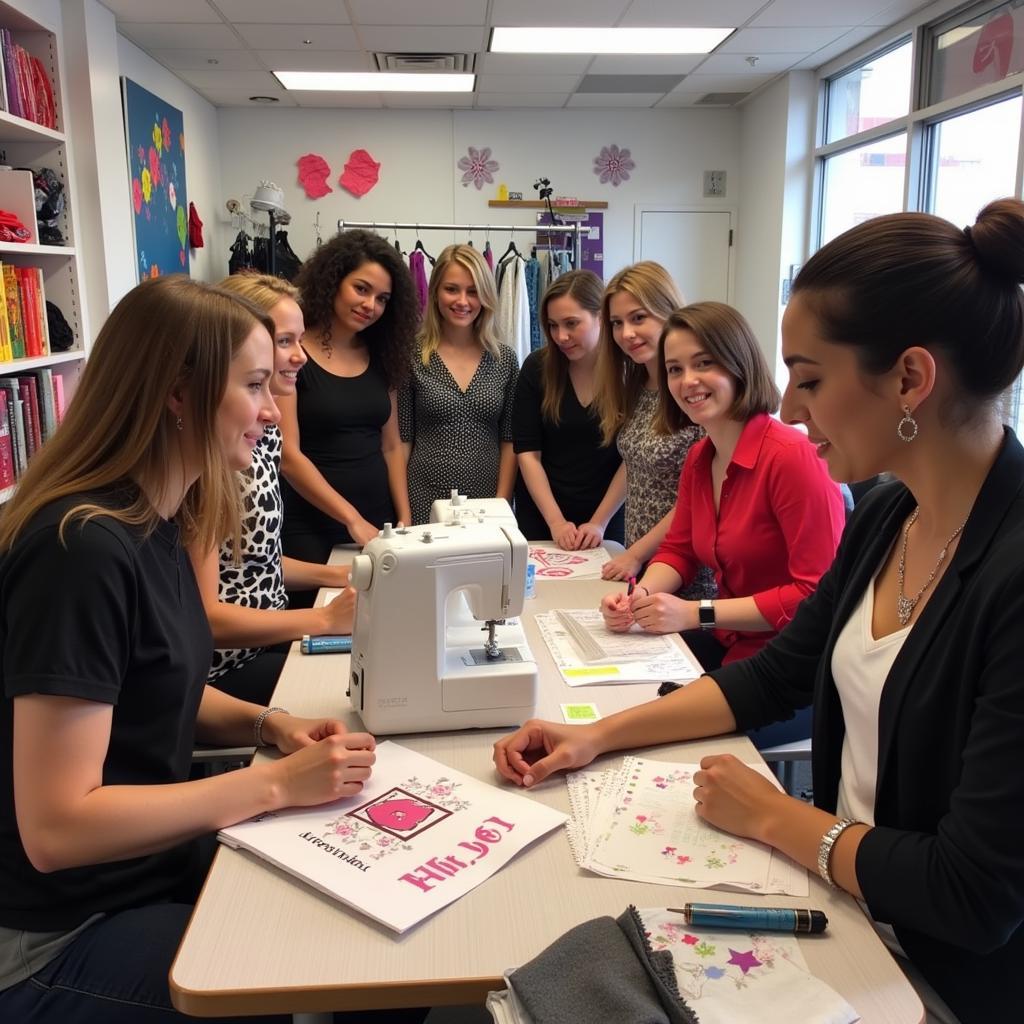 Group learning about fashion and alterations