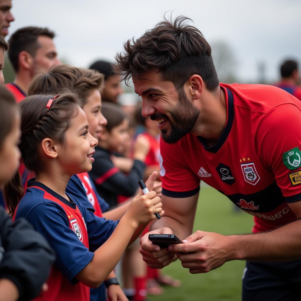 Amarante FC's rising star interacting with young fans