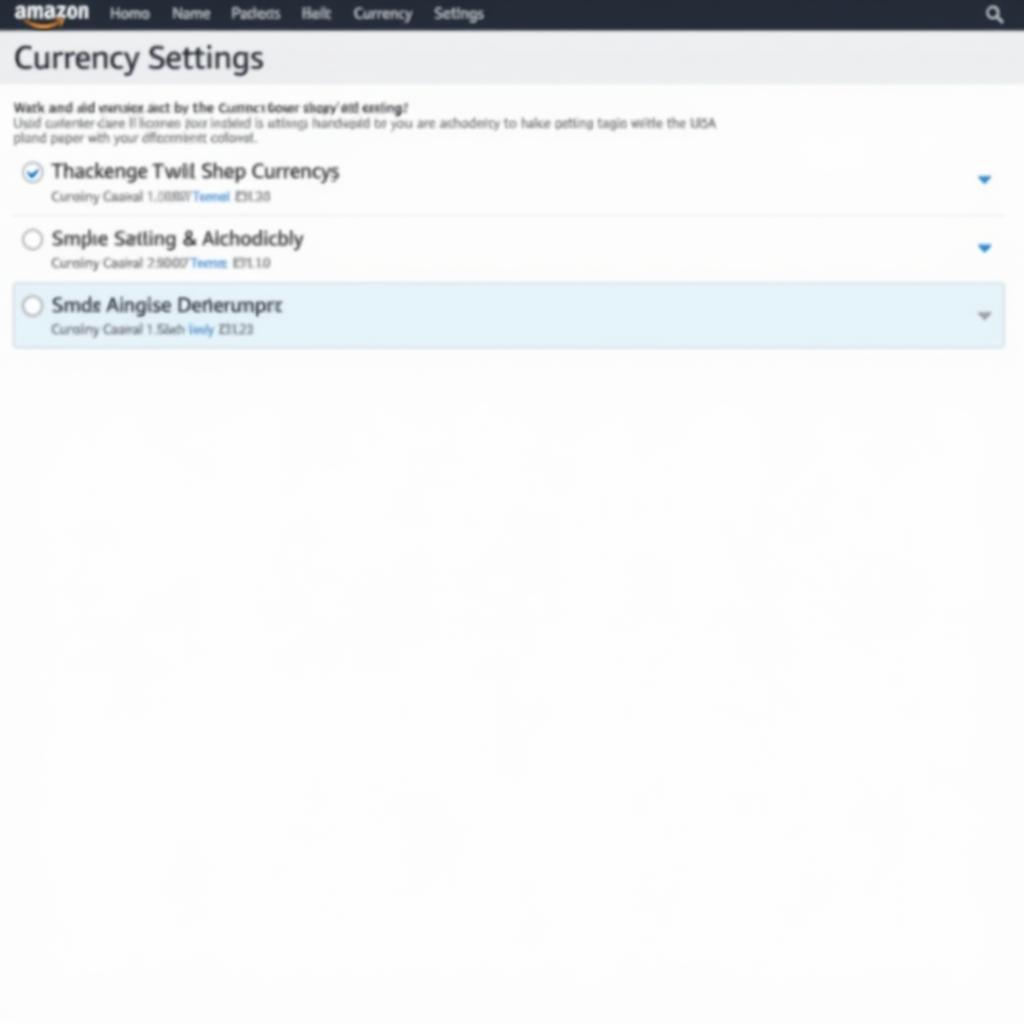 Amazon US Currency Settings