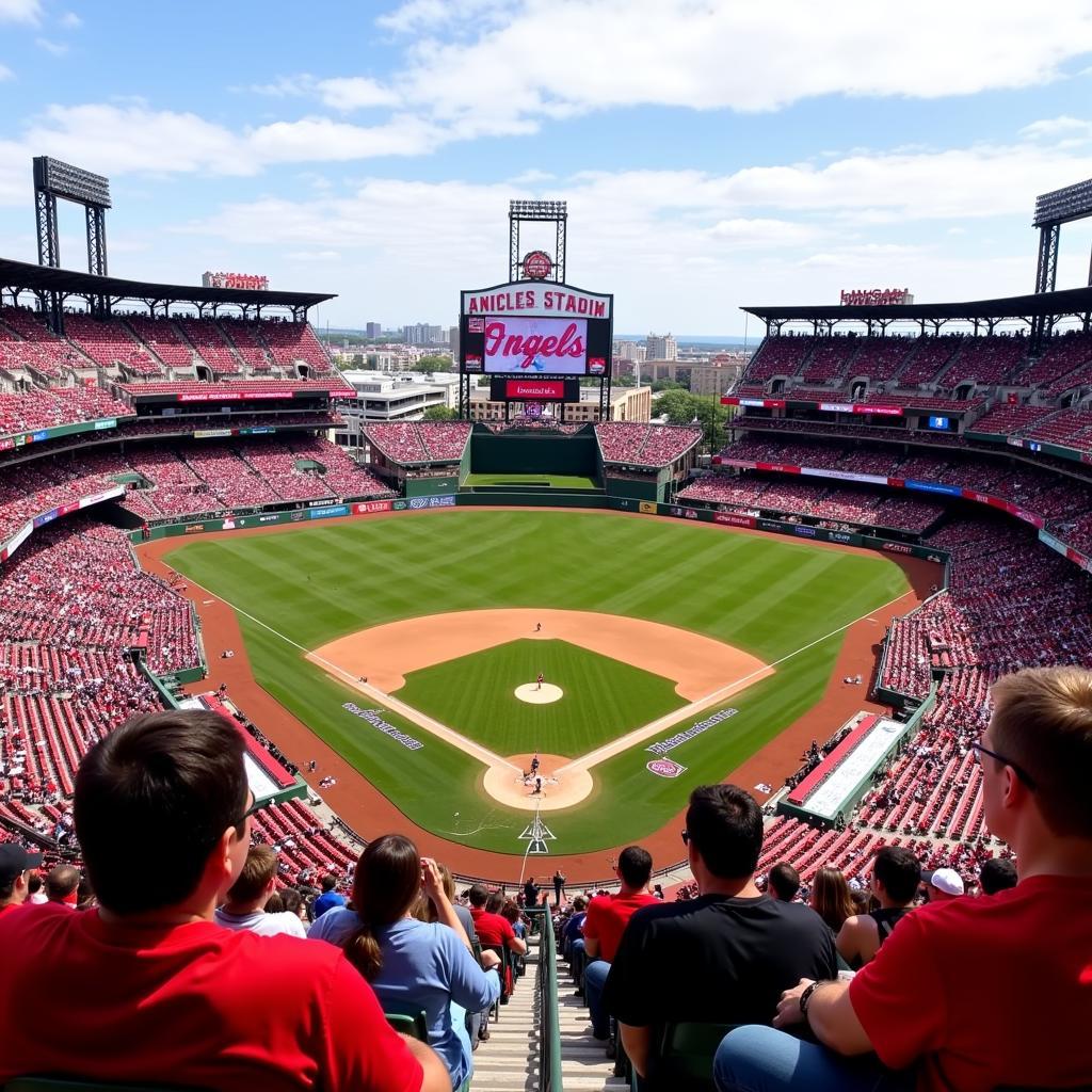 Fans enjoying a game at Angel Stadium