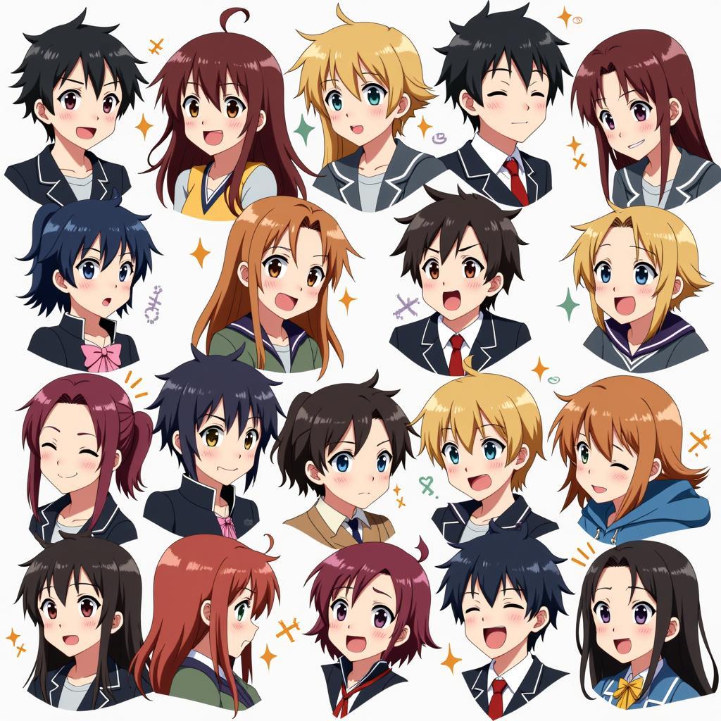 Anime characters expressing a range of emotions