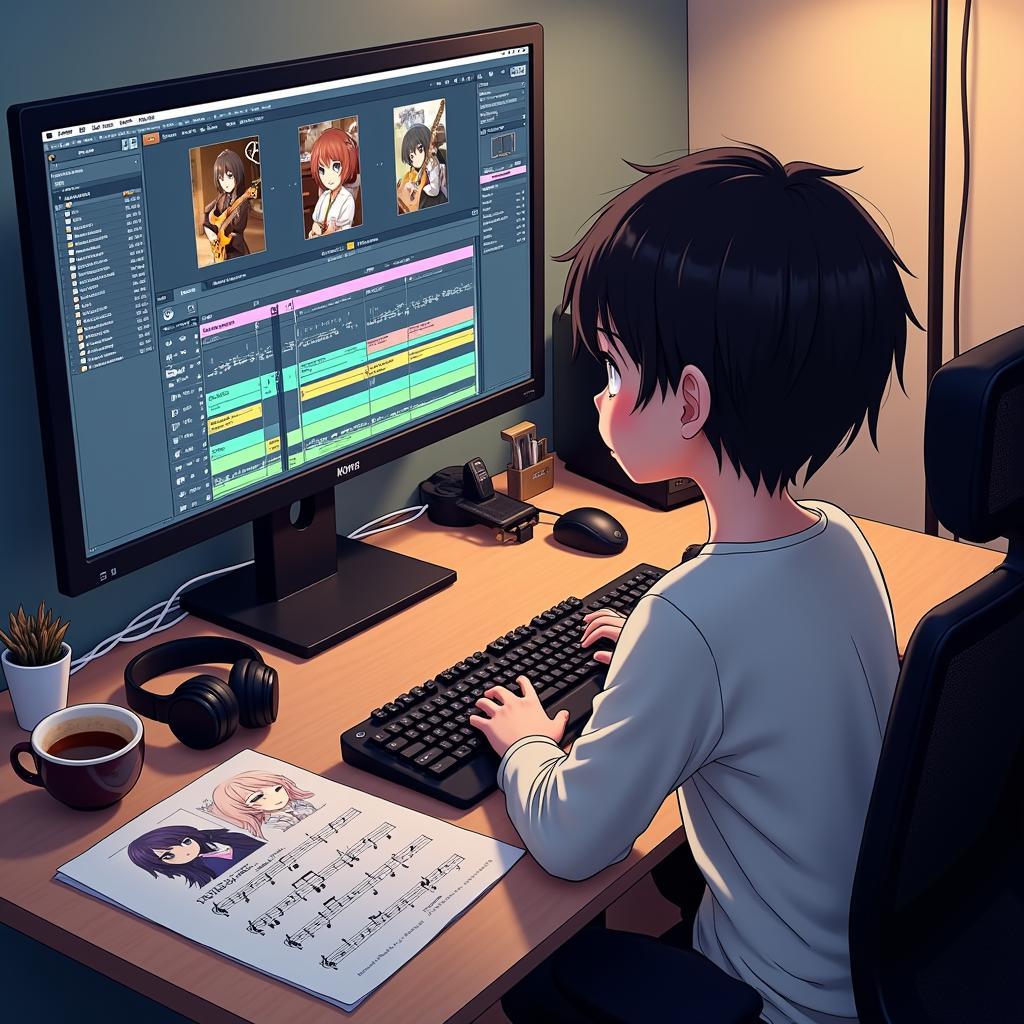 Fan composing anime-inspired music