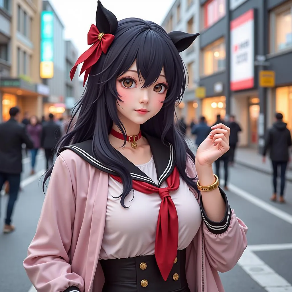 A cosplayer dressed as a beloved character from an Anime47 Fan Gour series.