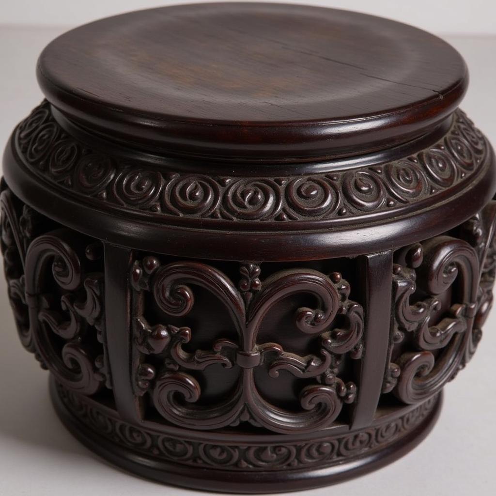 Antique Chinese Stool with Intricate Carvings