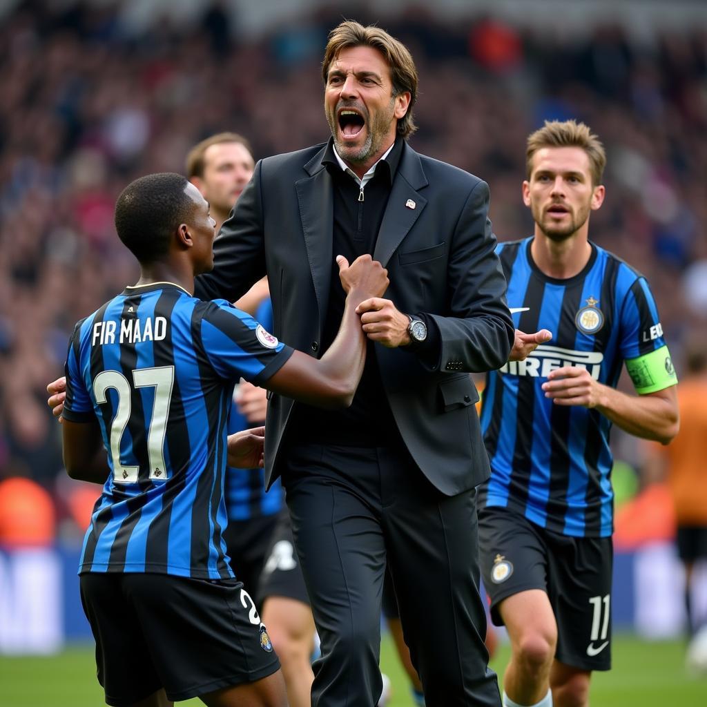 Antonio Conte celebrates a victory with Inter Milan