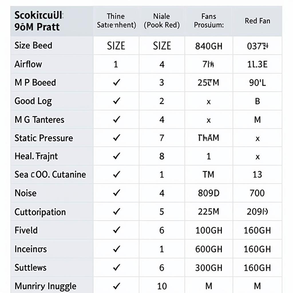 Arctic P12 PWM Fan Specifications Chart