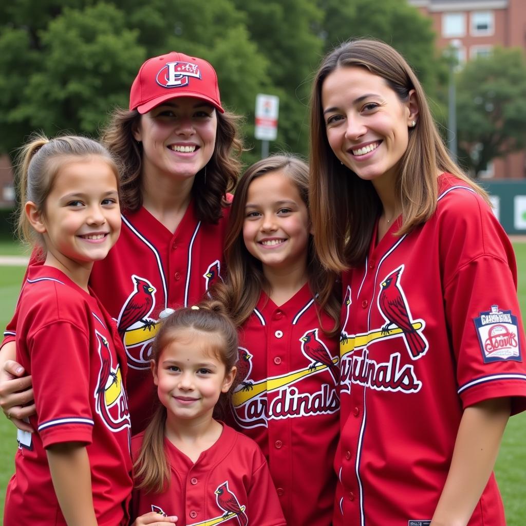 A family of Arizona Cardinals fans proudly displaying their team spirit.