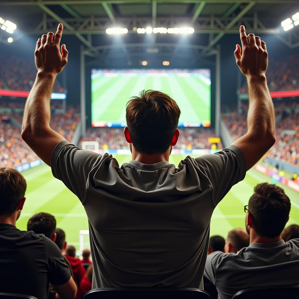 Football fan yelling at TV screen