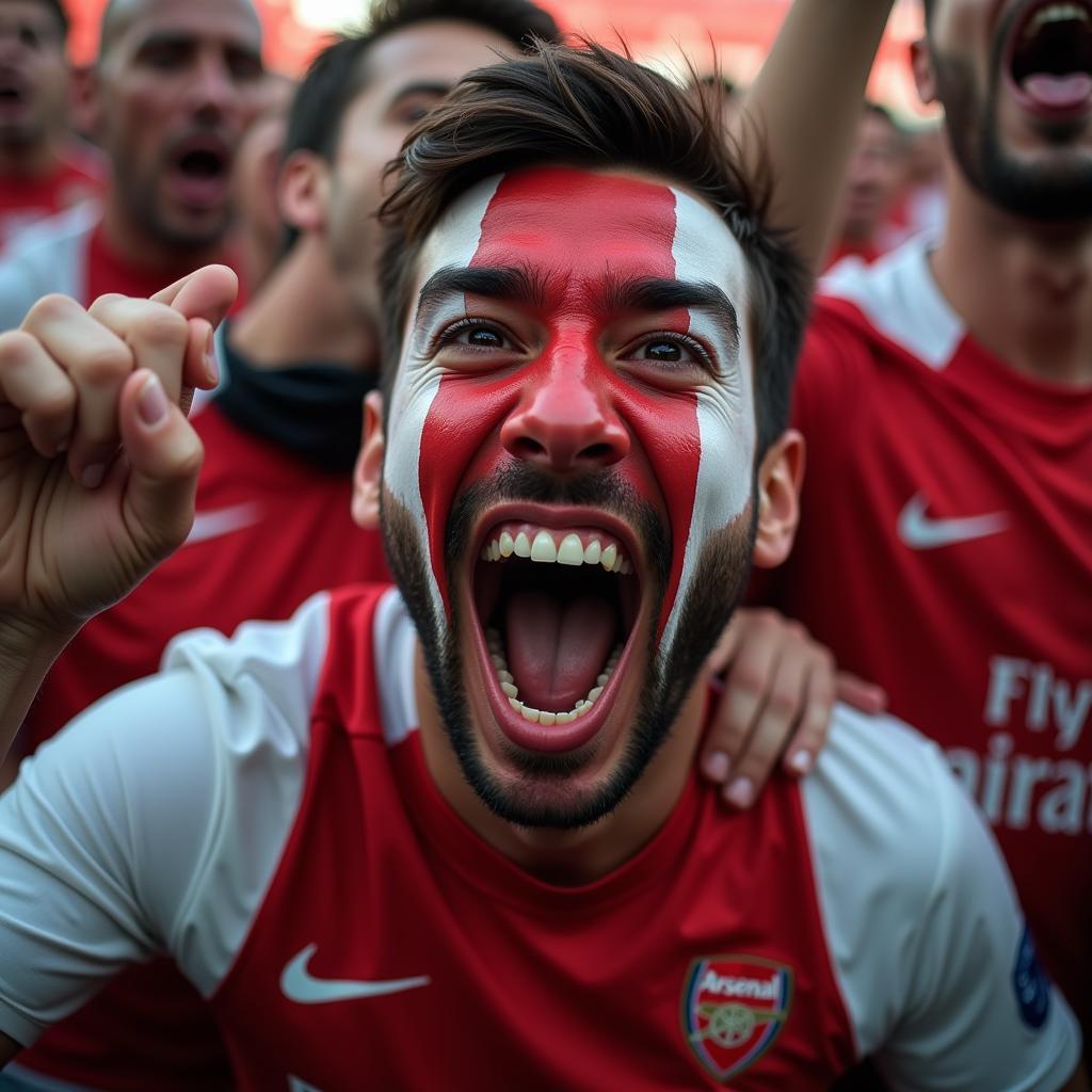 Arsenal fan celebrating a goal