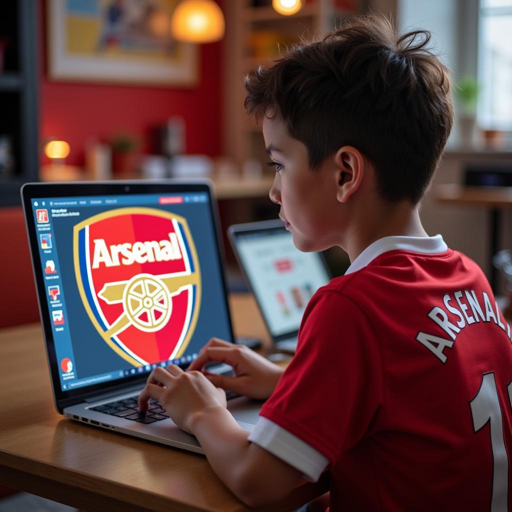 Arsenal Fan on Laptop