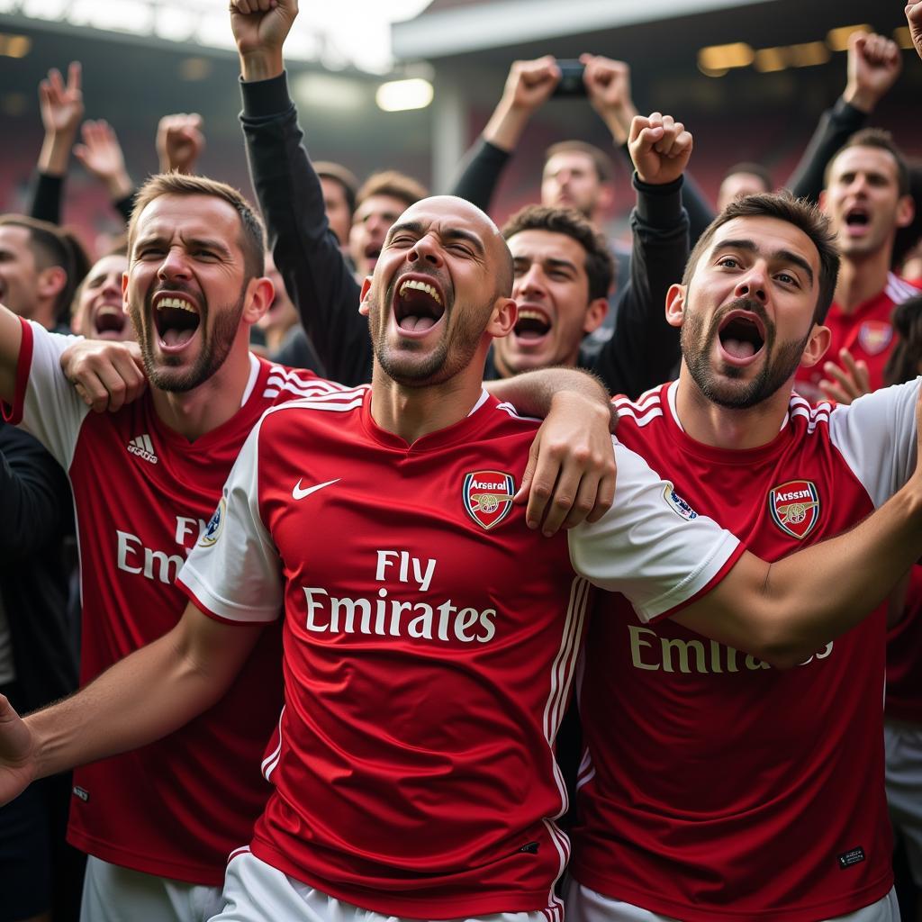 Arsenal fans celebrating a goal