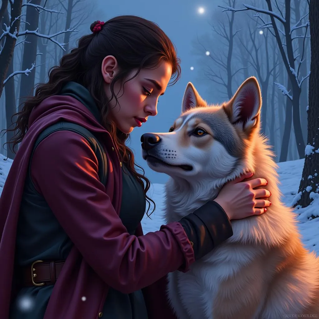 Arya Stark and Nymeria the Direwolf