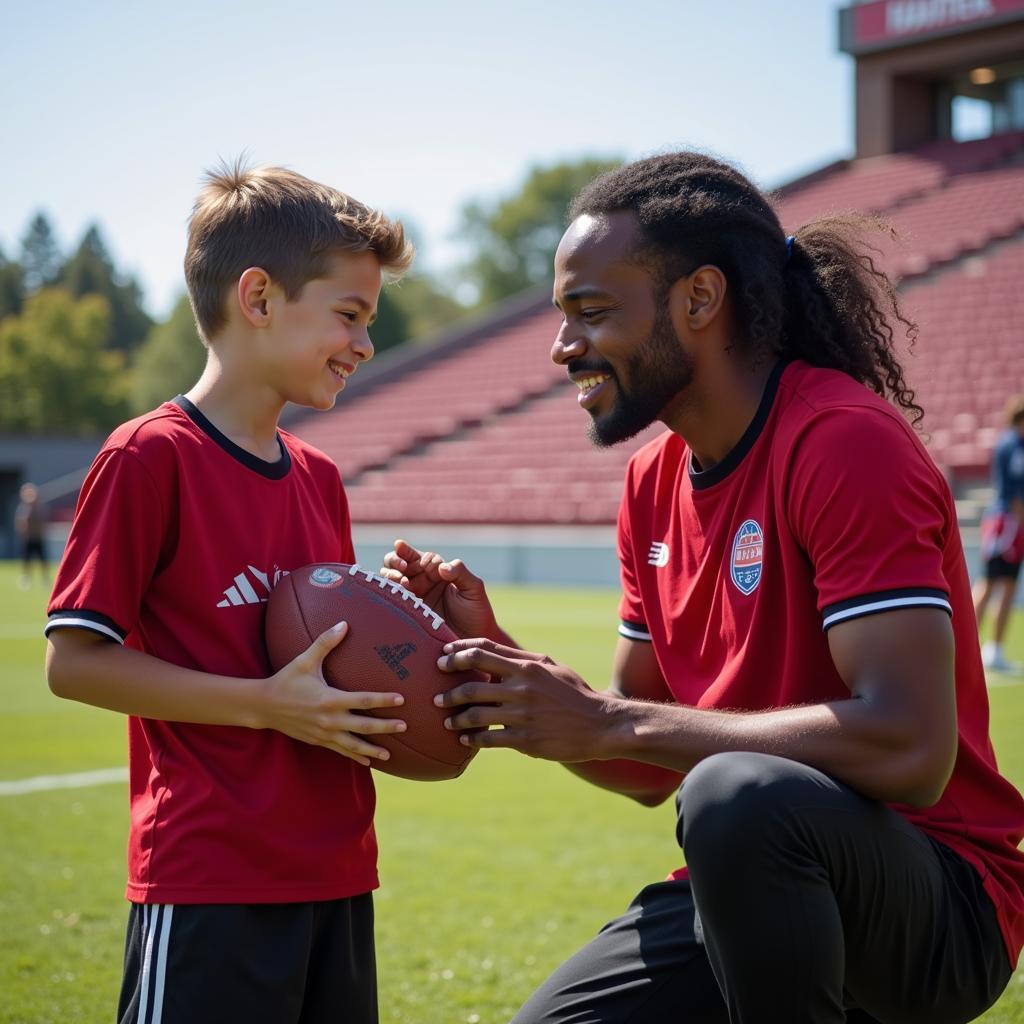 Athlete Signing Autograph for Young Fan