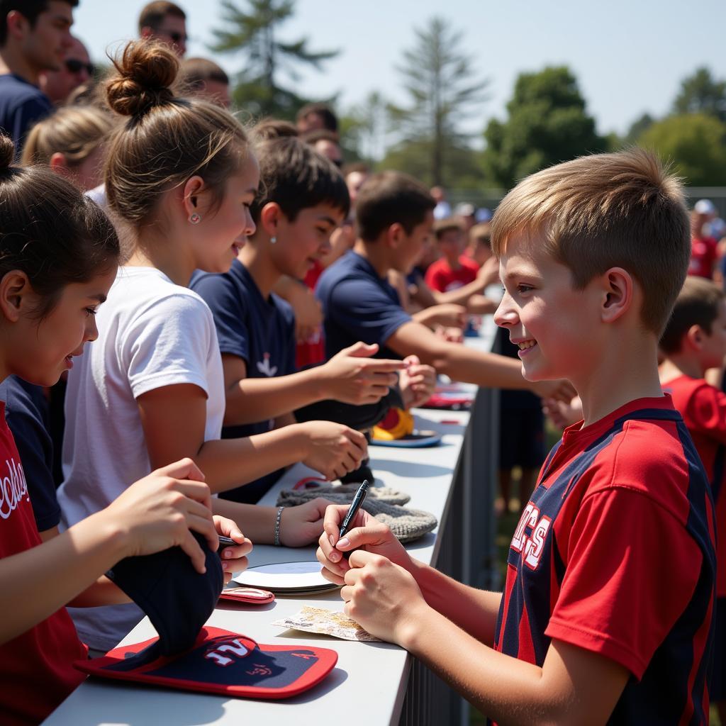  Athlete mobbed by fans for autographs