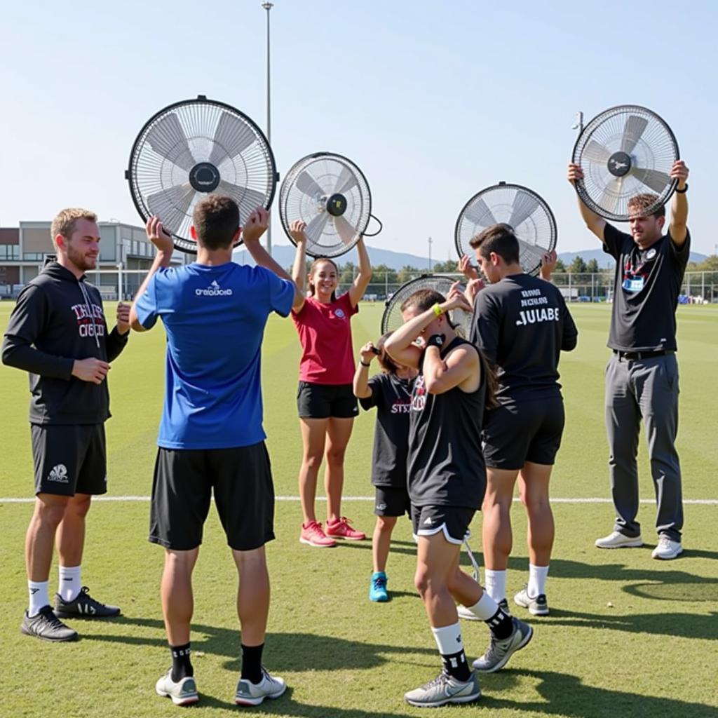 Athletes Training with Large Fans