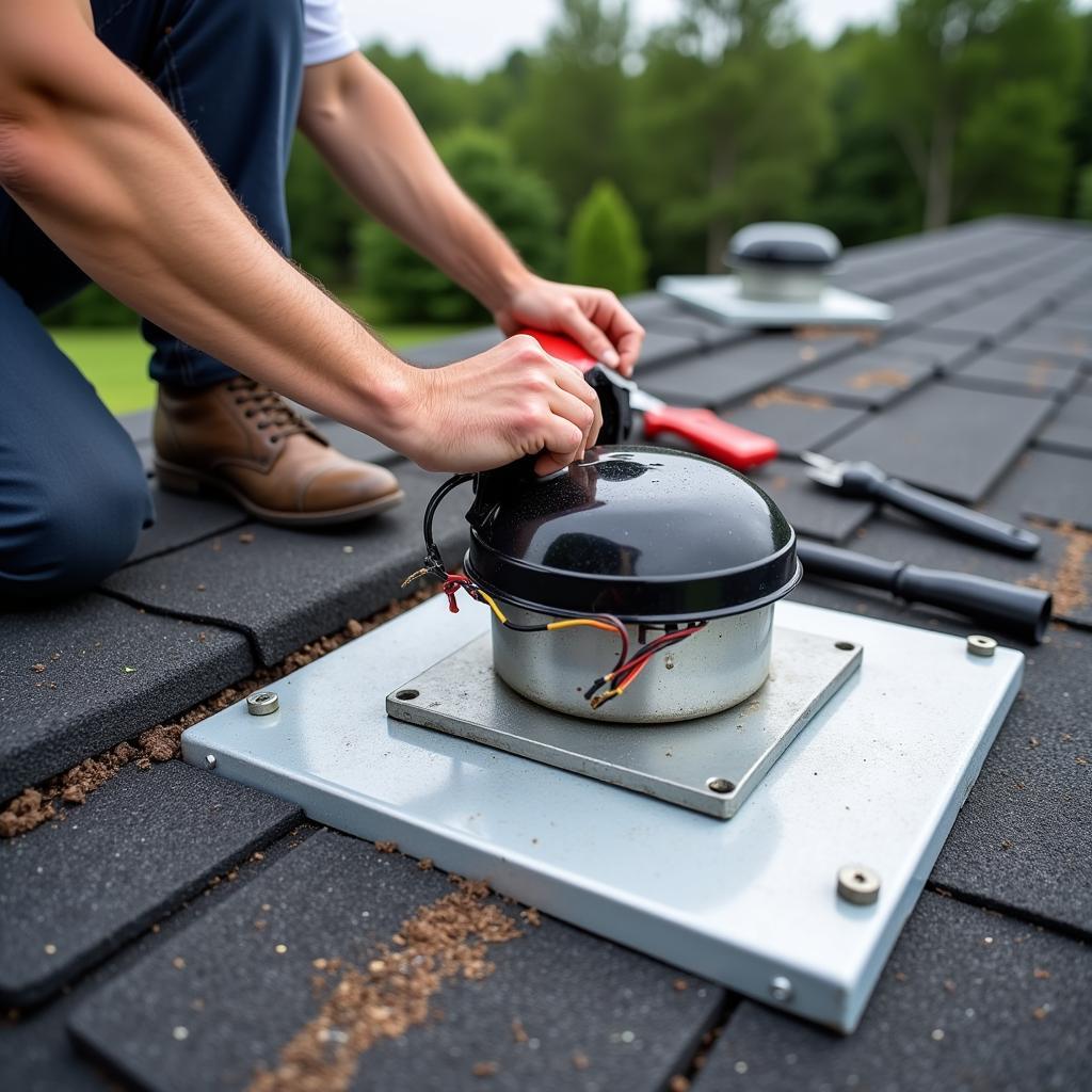 Attic Fan Installation in Progress