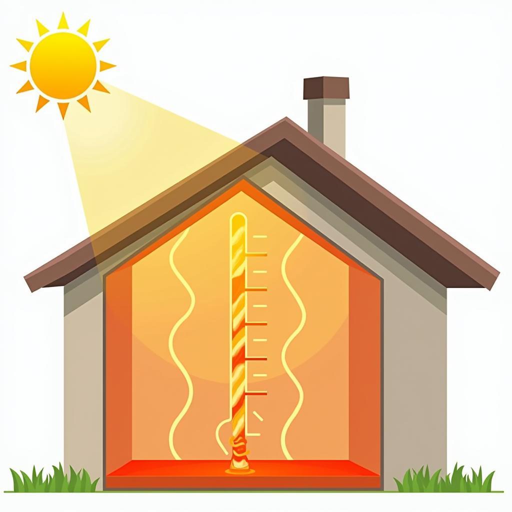 illustration of heat trapped in an attic