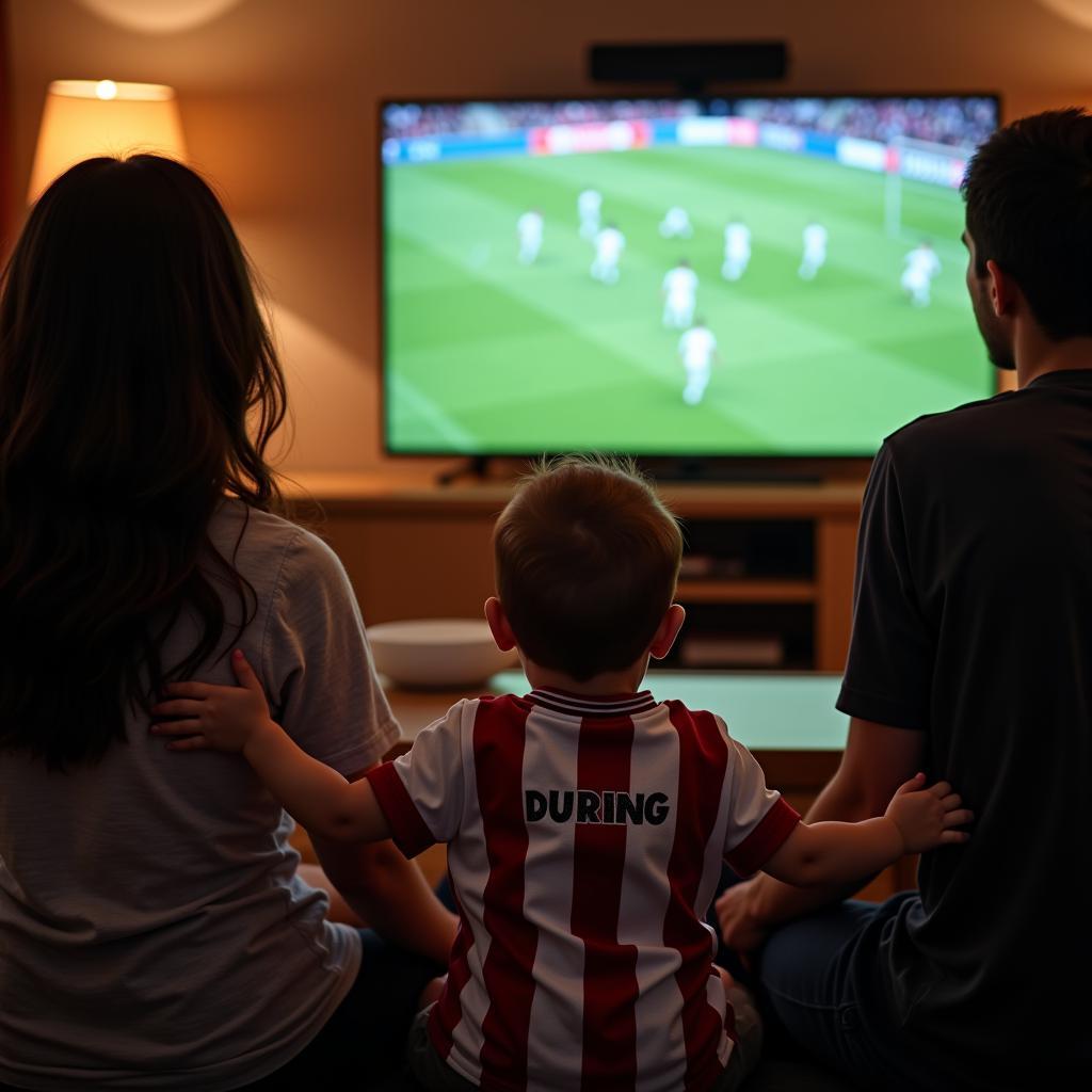 Baby Watching Football Match with Family