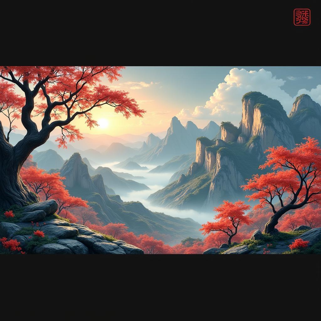 An example of a background China fan art tutorial