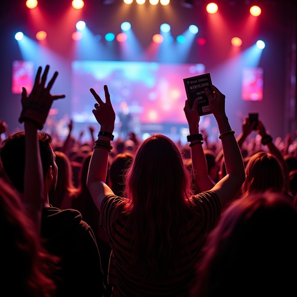 Fans with backstage passes at a concert